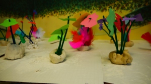 3-D Flowers in clay pots, inspired by Van Gogh